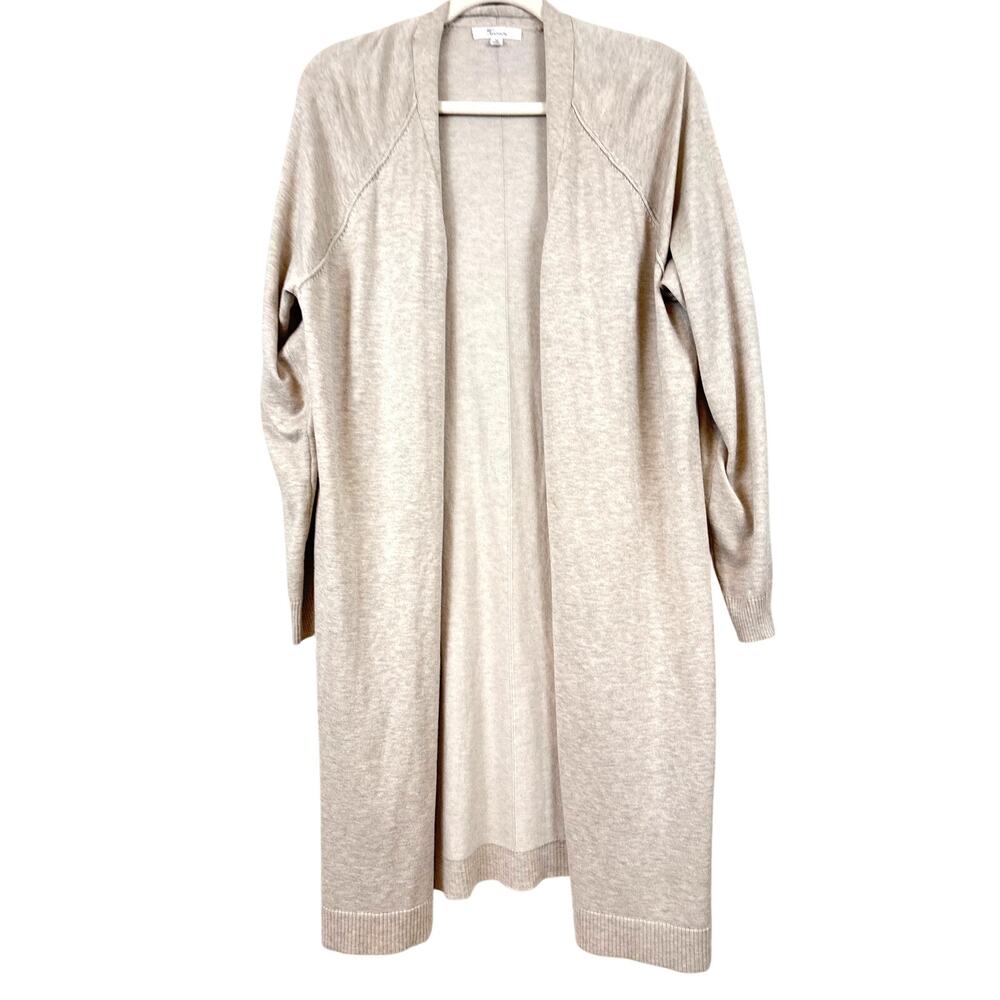 89th & Madison Womens XL Beige Open Front Duster Cardigan Cozy Knit Sweater